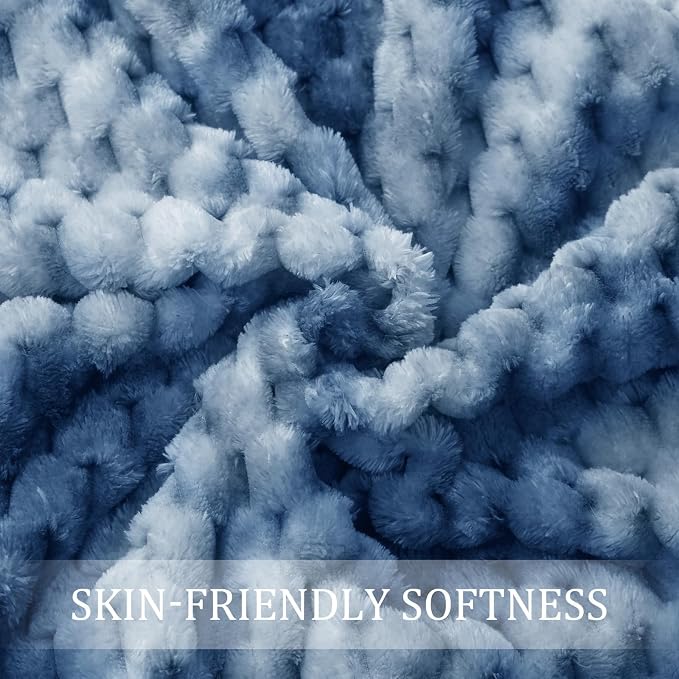 Exclusivo Mezcla Large 3D Fleece Throw Blanket for Couch, Tie-dye Blue | Extra Soft Fuzzy Plush Lightweight Throws, Cozy Fluffy Decorative Blankets for All Seasons, 50x70 Inches