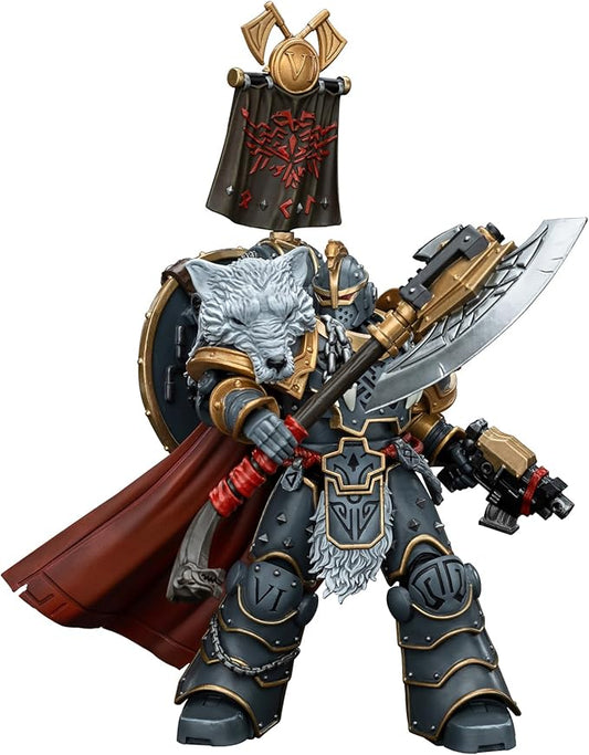 JOYTOY Warhammer 40K 1/18 Action Figures, Space Wolves Legion Praetor with Power Axe and Combat Shield Pistol for Collectors & Decor, Ideal Gift for Christmas, Character Figure - JT-00133