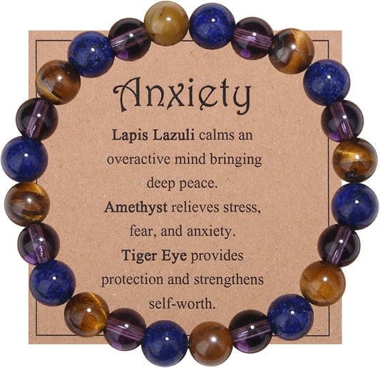 MAIBAOTA Healing Crystal Bracelet for Women Empath Protection & Safe Travel & Anxiety Relief Bracelet - New Beginnings Lucky Charms for Travel/New Job/Next Chapter