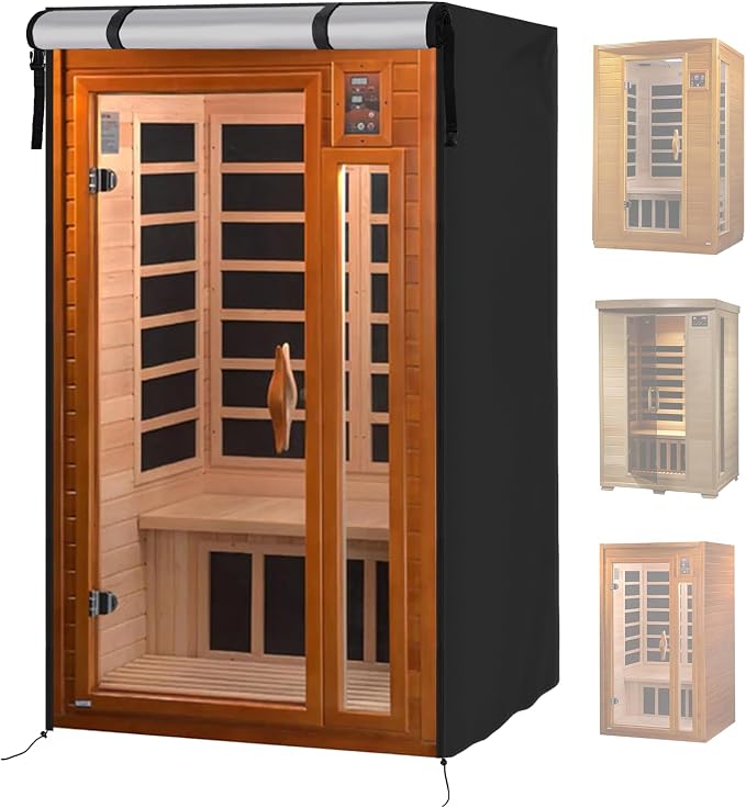 Outdoor Sauna Cover, Heavy Duty Waterproof Sauna's Cover for Dynamic Barcelona Wood Infrared Home Sauna,(Black) (Customized Size)