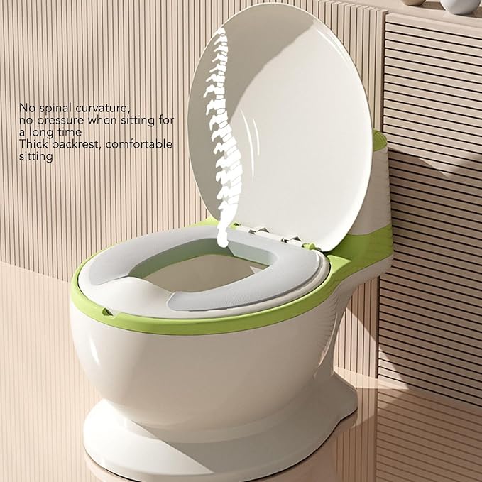 Adjustable Portable Kids Potty Training Seat, Ergonomic and Safe Children's Toilet with Removable Potty Pot, Comfortable Non Slip Design for Home and Travel(Green)