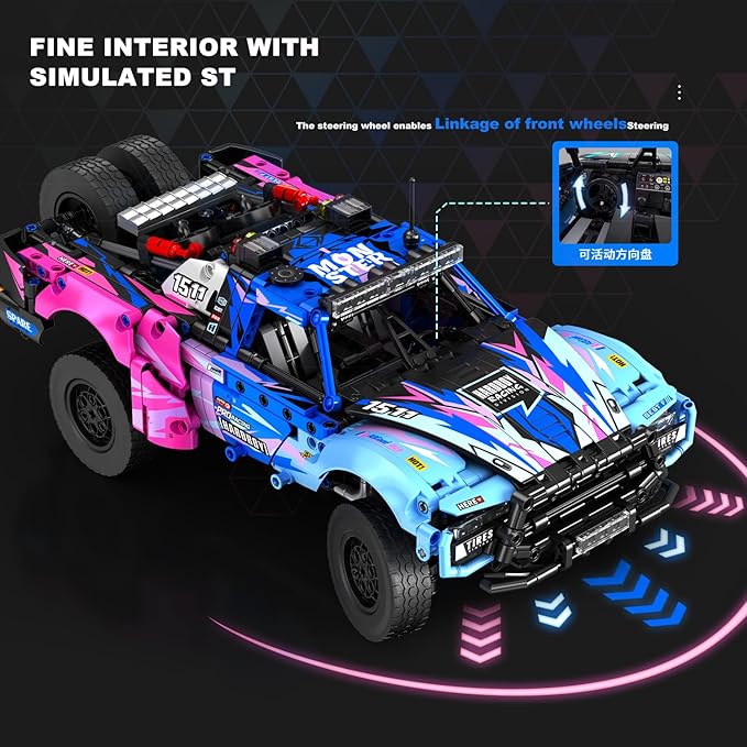 Baja 1000 Trophy Truck Building Blocks Kit,1:12 Scale MOC Race Car Building Toys,Collectible Car Model,for 14+ Year Boys,Adult(1341 Pieces)