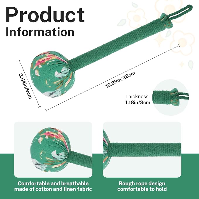 lefeke Manual Massage Hammer, Mugwort Massage Hammer, Handheld Body Percussion Tool for Back Neck Shoulder Leg Muscle Relief 26cm-Green