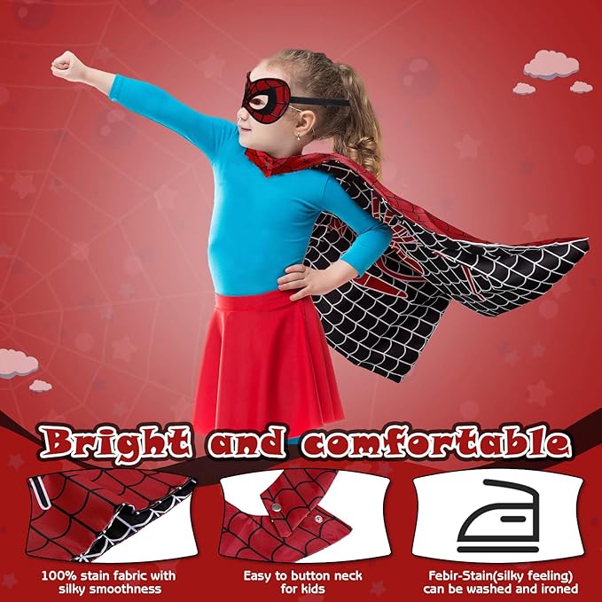 InPoTo Superhero Capes for Kids,Hero Capes and Masks Fit for 4-12years old boy and girls Dress up and Holiday Costumes.