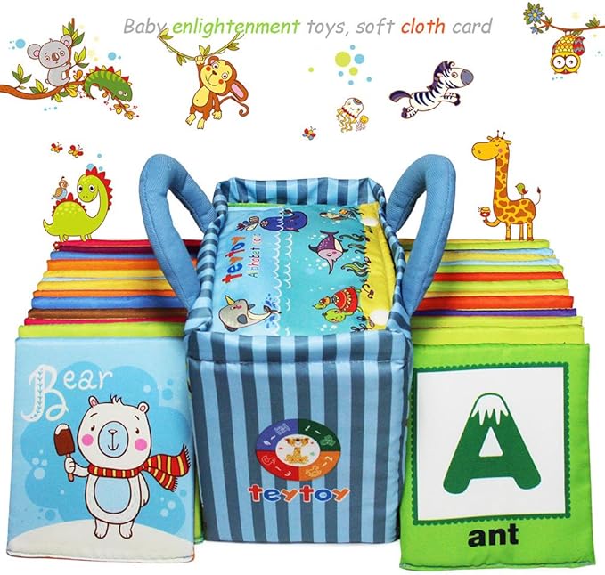 TEYTOY Baby Toy Zoo Series 26pcs Soft Alphabet Cards with Cloth Bag for Over 0 Years
