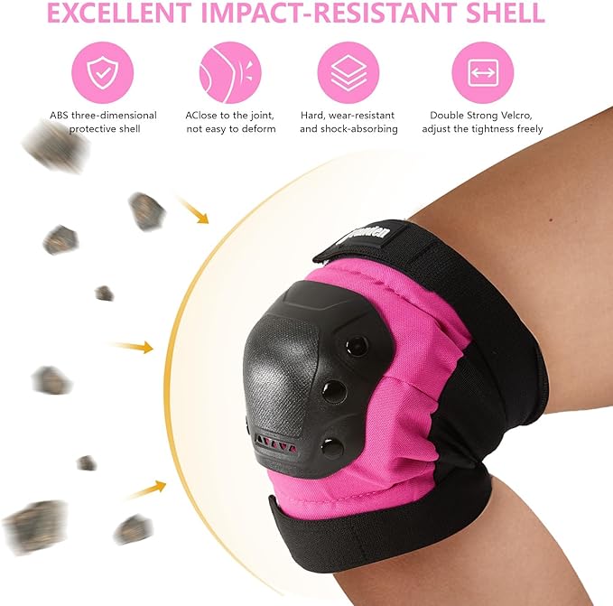 Skateboard Protective Gear Knee Pads and Elbow Pads Set, Elbow and Knee Pads for Roller Skating Wrist Guards Skateboarding Pads