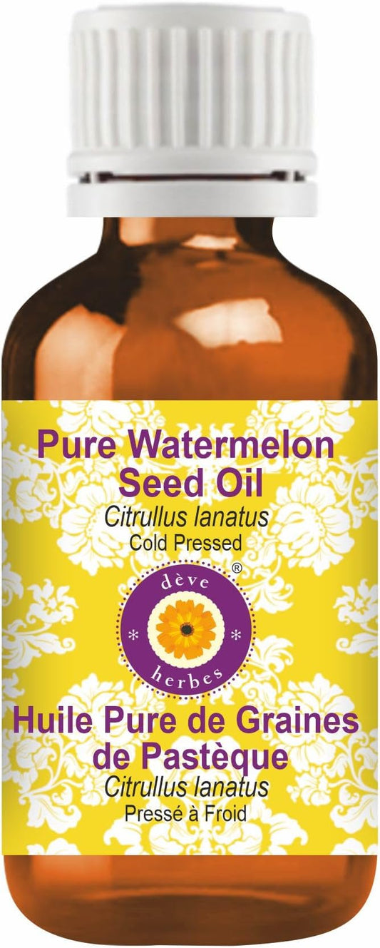 Deve Herbes Watermelon Seed Oil (Citrullus lanatus) | Cold Pressed | Pure | Natural | Undiluted | For Diluting Essential oils | Skin & Massage | Non-Sticky| Lightweight| Unisex | 15ml (0.50 oz)