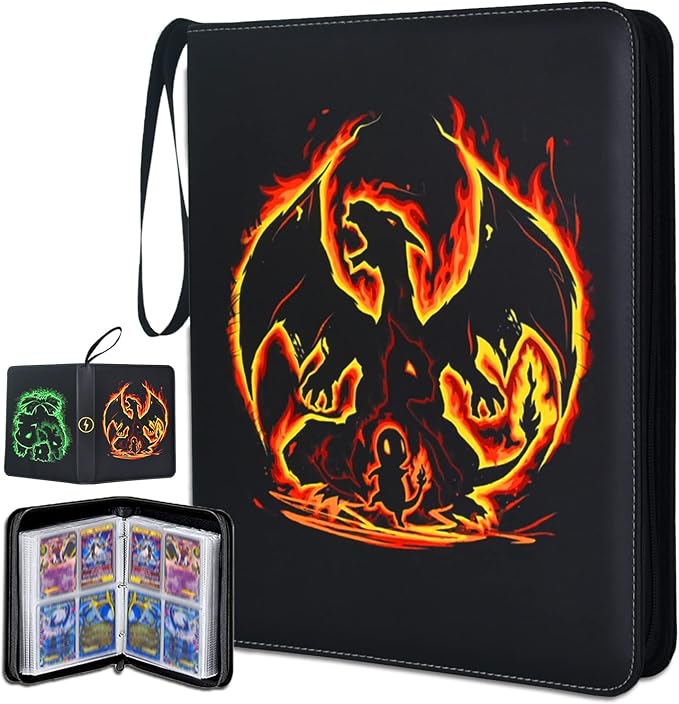 LIMSTDIC Card Binder with Sleeves - 4-Pockets Pokemon Card Binder Holder Compatible with TCG Trading Cards, Card Storage Album with Zipper for Boys Girls Organized Holds Up to 400 Cards
