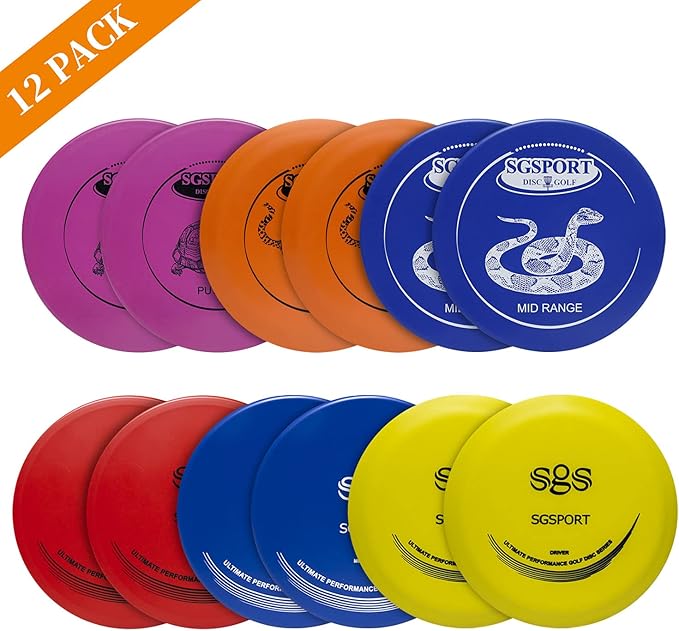 GOOSO Disc Golf Set with Bag - 12 PCS Flying Disc Golf Discs for Beginner with Putter, Midrange, Driver | Portable Disc Golf Backpack Holds 28+ Discs Free Stand Bag Design for Convenient Use