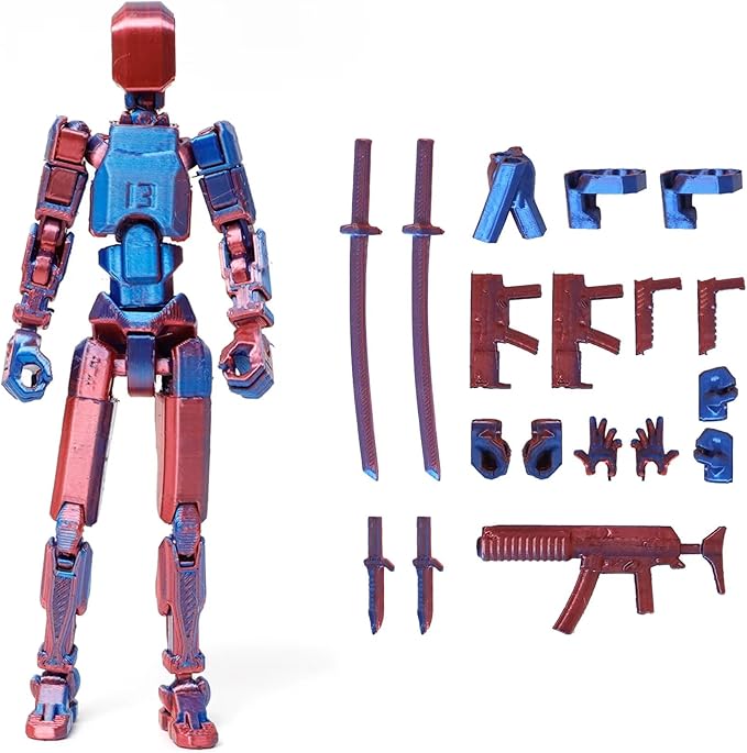Assembly Completed T13 Action Figure, Titan 13 3D Printed Action Figure, 3D Printed Titan13, Assembled Dummy 13 Lucky 13 Toy Figure