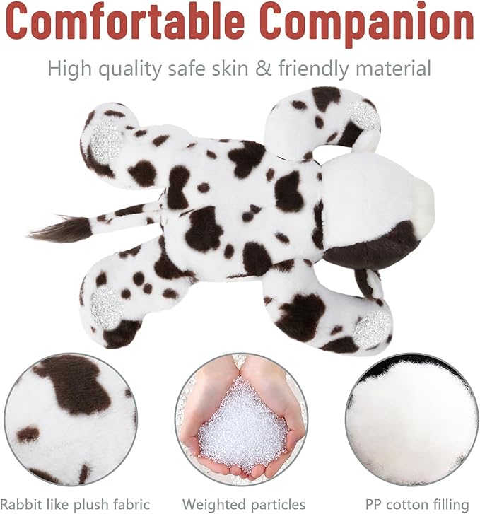 Niuniu Daddy 20" | 3.3 Pound Cow Weighted Stuffed Animals for Kids Adults, Fluffy Cow Weighted Beads for Body Pillow for Hugging, Soft Plush Toy for Gift Birthday Christmas Holiday Easter Presents