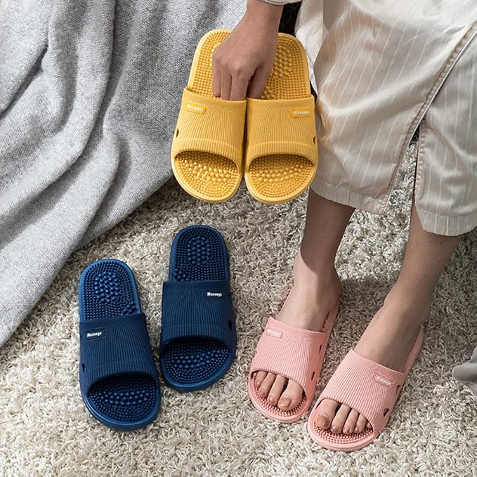 Acupressure Massage Slippers for Plantar Fasciitis for Women Acupuncture Slippers Arthritis Neuropathy Pain Relief Non-Slip Massage Sandals Women Stress Relief Gifts for Bath (US Men 7.5-8.5, Blue)