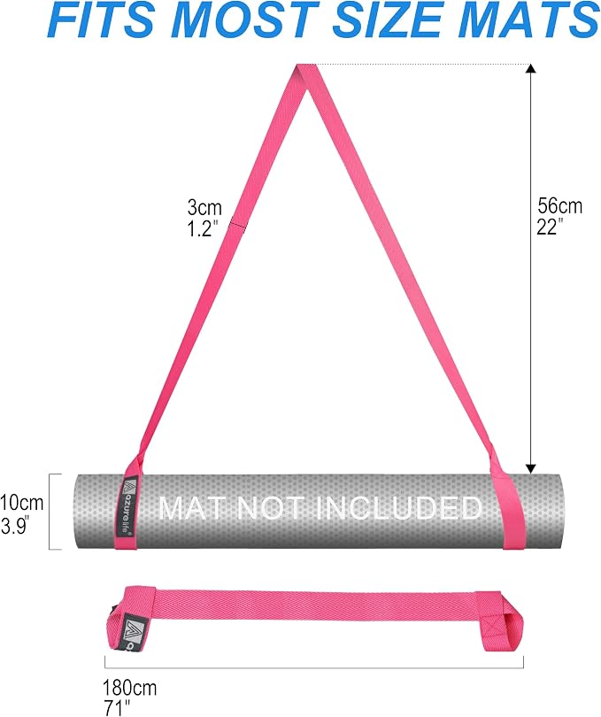 A AZURELIFE [MAT NOT Included] Yoga Mat Sling, Yoga Mat Straps for Carrying, Easy-Cinch Yoga Mat Holder Strap