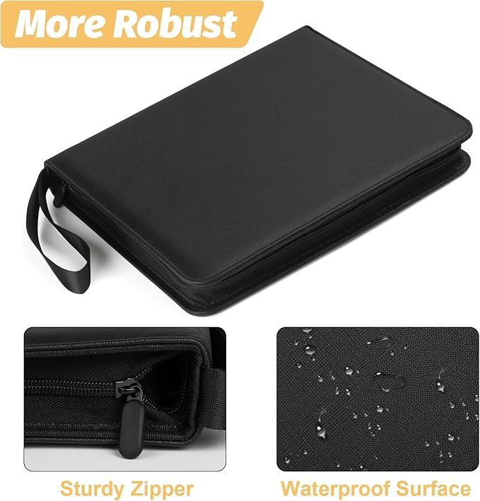 GERMUN 9 Pocket Card Binder, Premium Zip Trading Card Binder, 720 Double Sided Pocket PU Card Collection Binder, Collector Card Album, Card Folder for MTG, TCG, Sports Cards, Game Cards (Black)