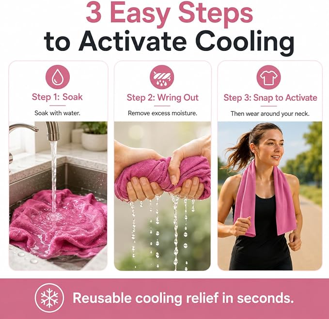 Ice & Sweat Towels, 43.3" x 15.7" - Cooling Neck Wraps for Summer Heat - Quick Cool Down for Gym, Running, Golf, Yoga & Sports