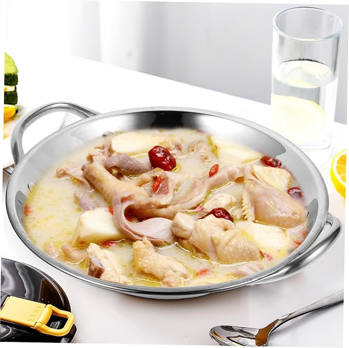 Zerodeko Rapid Heating Hot Pot Round Bottom Pots for Cooking Double Handle Easy to Clean