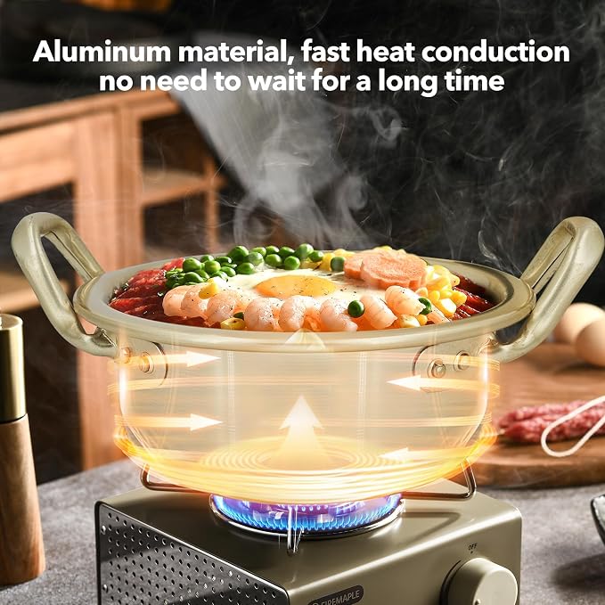 Korean Ramen Pot with Lid - Light Weight Ramen Cooker Pot, Korean Cookware Noodle Pot Fast Heating for Kitchen Cookware, Easy Light Stockpot Soup Pot, Healthy, Sturdy, & Dishwasher Safe (16cm)