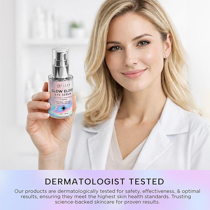 Clear Beauty Vitamin C & Hyaluronic Acid Under Eye Serum - Reduce Eye Bags, Puffiness, Dark Circles & Wrinkles, Lifting Eye Serum - Cruelty Free Korean Skin Care For All Skin Types