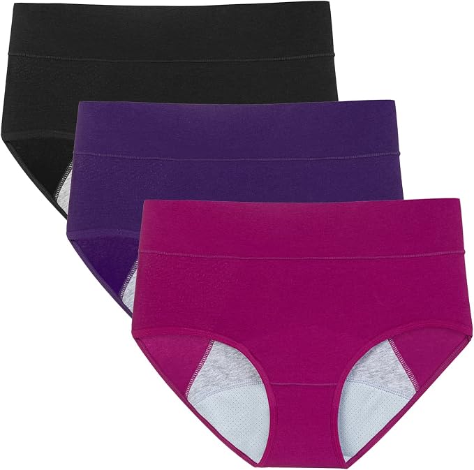 POKARLA Women's High Absorbency Period Cotton Underwear Heavy Flow Leakproof Panties(Regular&Plus Size)
