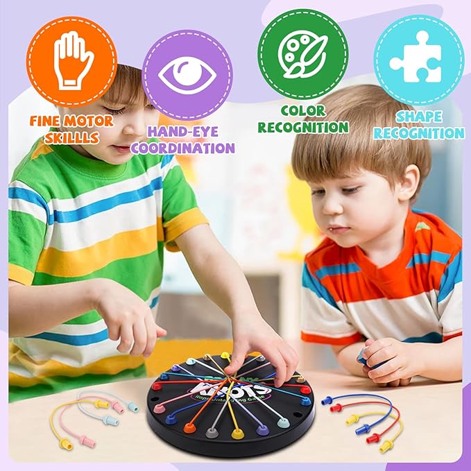 Brainy Knots Rope Untangling Game, 10Pcs Twisted Rope Puzzle Game,Strategy Untangling Challenge Puzzle, String Solution Central Lacing Travel Toys for Adults Kids(Black)