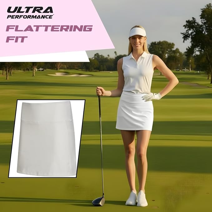 Ultra Performance Womens Golf Skirt 2 Pack Women’s Tennis Skort with Compression Liner Athletic Skirts for Women with Pockets
