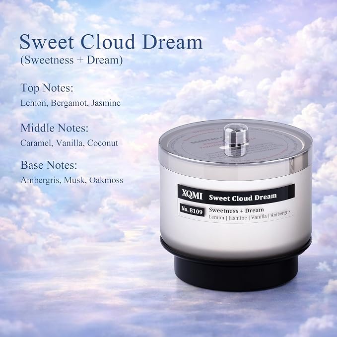 Smart Scented Candle Refill,Sweet Cloud Dream,13% Perfume-Grade Oils,4.25oz Soy Wax,±35H Burn Time,Wooden Wick, Explosion-Proof Glass(Lemon|Jasmine| Vanilla|Ambergris)