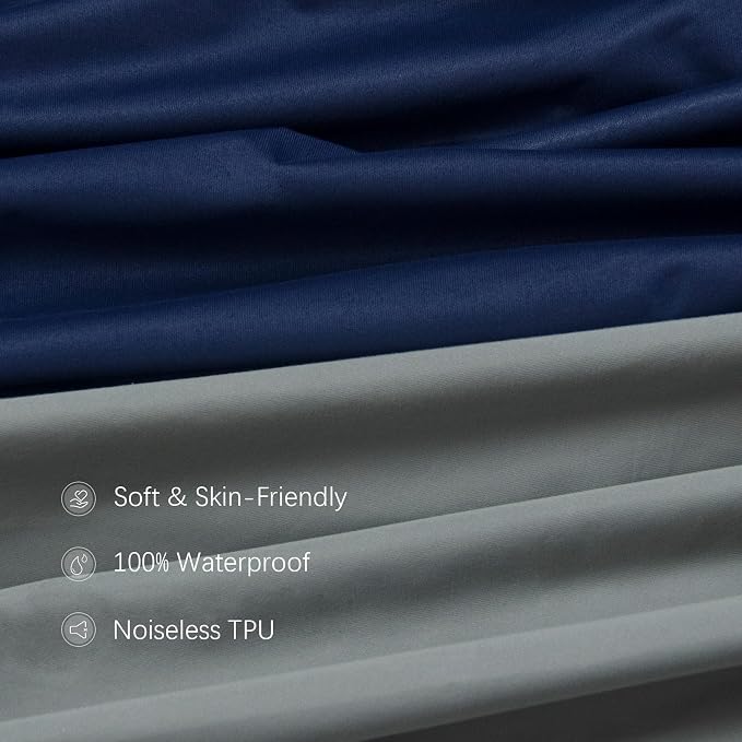Biloban Pack and Play Sheets Waterproof 2 Pack Fitted, Compatible with Baby Graco Pack n Play/Playard and Other 38" X 26" Playpen Mattress, Grey & Navy