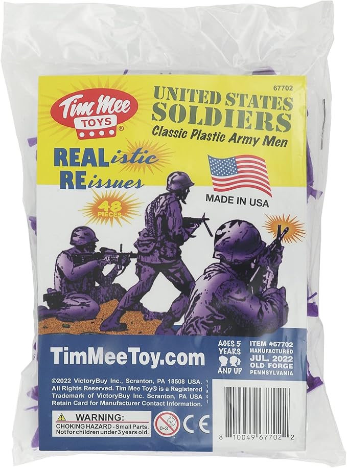 TimMee Plastic Army Men - Purple 48pc Toy Soldier Figures - Made in USA