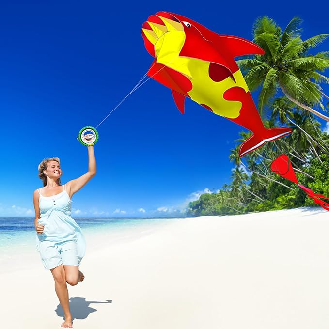 HENGDA KITE 3D Kite for Kids and Adults,Easy to Fly,Excellent Fabric and Structure Design，Huge Frameless Soft Parafoil Giant Whales Dolphins Kite