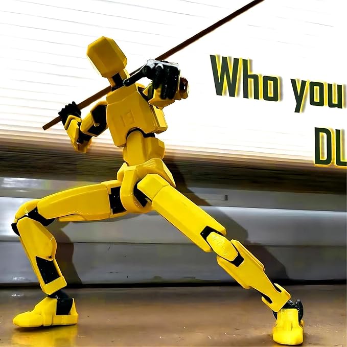 Titan13 Robot Actions Figure,Lucky Robot 13 Creative 3D Printed Action Figure, Multi Jointed Action Figures Desktop Decorations for Kids Adult (Yellow 1pc)