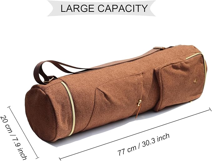 ESVAN Yoga Mat Bag with Multi Pockets Drawstring Yoga Mat Carrier Pilates Exercise Multi-Functional Storage Bag