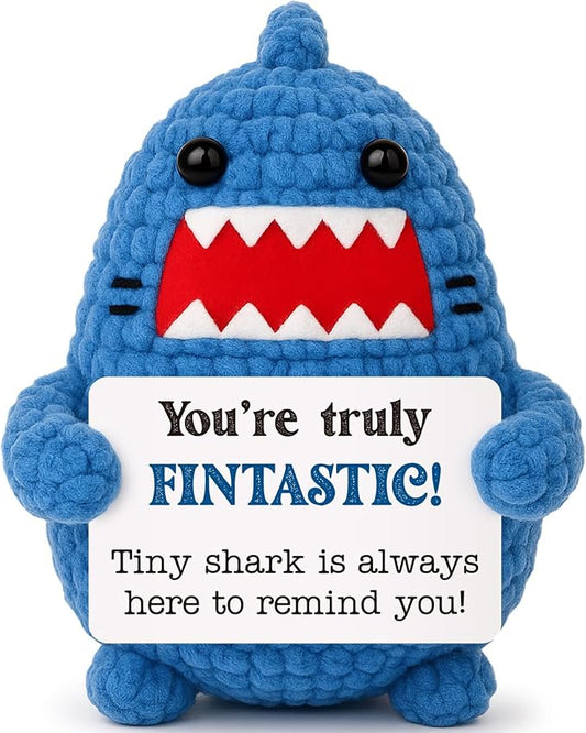 Positive Crochet Animals Shark Birthday Gifts for Men Women Christmas Stuffers Emotional Inspirational Motivational Appreciation Support Gifts for Friends Teens Coworkers Boss Brother Dad Boyfriend