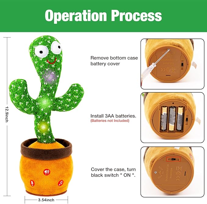 Ayeboovi Dancing Baby Toys 6-12 Months, Interactive Talking Cactus Toy Repeating Records What You Say, Volume Adjustable Singing Cactus Toddler Toys with 120 Songs, 12-18 Months Baby Boys Girls Gifts