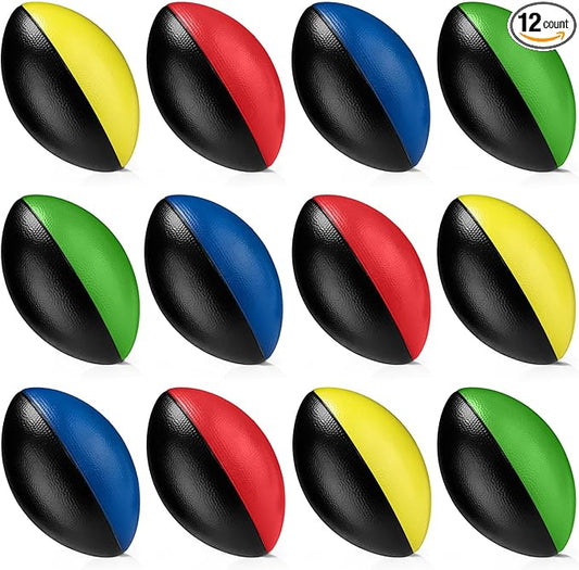 Jerify 12 Pcs Mini Footballs for Kids Spiral Foam Football Bulk 7 Inch Soft Small Waterproof Foam Ball Sports Birthday Toddler Football for Indoor and Outdoor Game