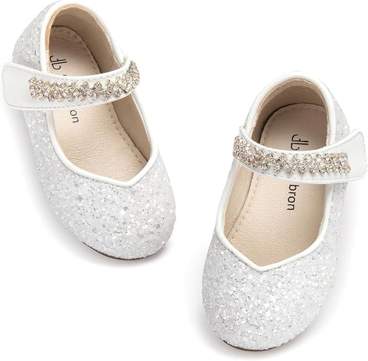 THEE BRON Mary Jane Ballet Flats - Girls' Dress Shoes with Hook & Loop Closure
