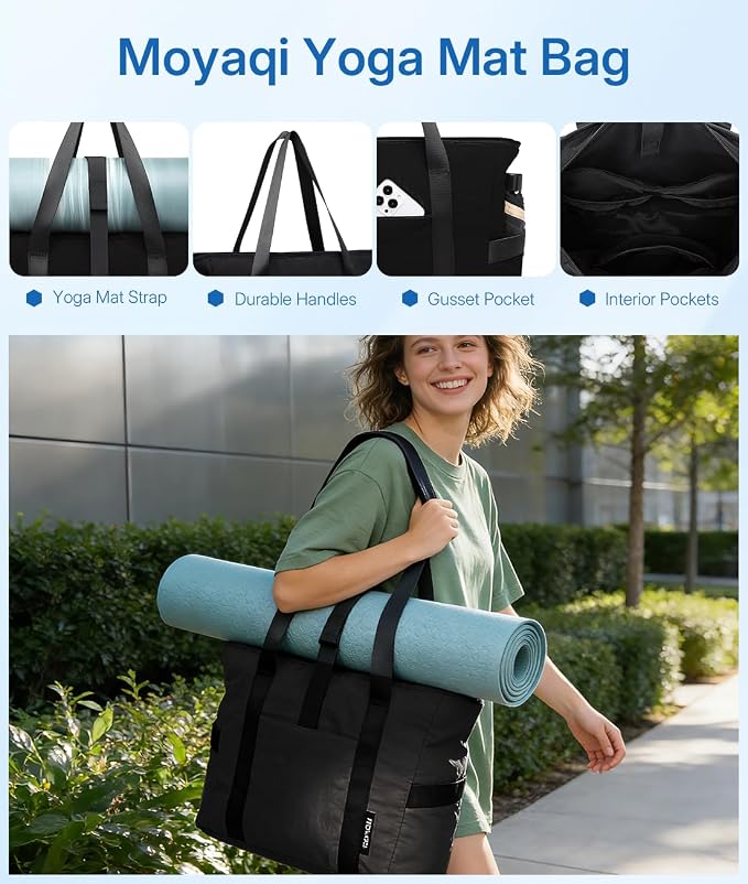 MOYAQI Gym Bag for Women with Zipper, Nurse Work Tote with Compartments, Womens Beach Yoga Bag for Sport, Travel