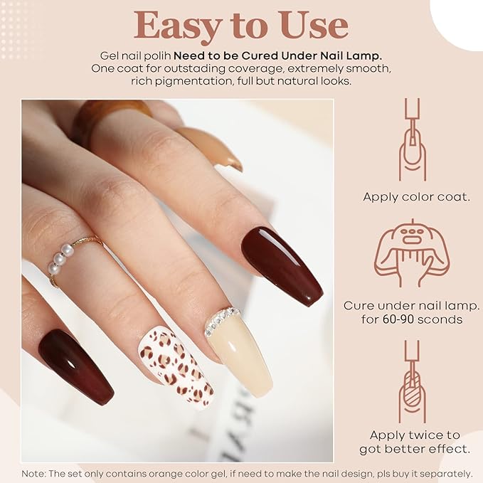 modelones Gel Nail Polish, 15ML Neutral Nude Gel Polish Color Soak Off LED Skin Tone Tan Color Nail Gel Polish Natural Nail Polish Long Wear Nail Art Manicure at Home Gift, 0.5 Fl Ounce