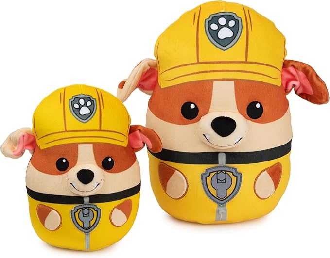 PAW Patrol Rubble Squish Plush, Official Toy from The Hit Cartoon, Squishy Stuffed Animal for Ages 1 and Up, 8”