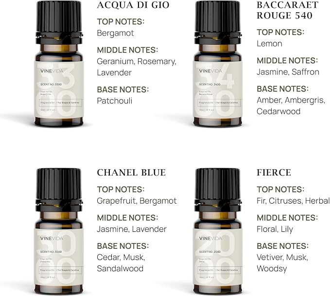 VINEVIDA Masculine Diffuser Oil Collection [Set of 8] - Scented Oil | Aromatherapy Diffuser Oils | Made in USA