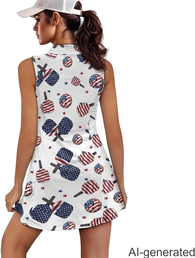 Golf Dress Tennis Dresses for Women with Built in Shorts and Pockets Sleeveless Athletic Dress Workout Dress