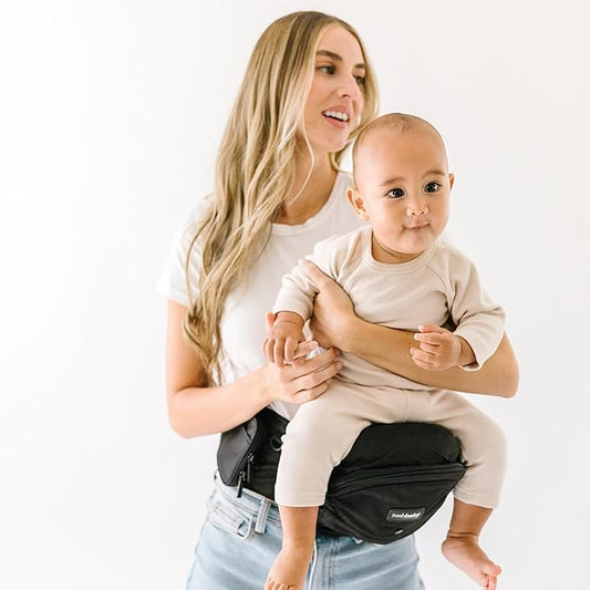 Tushbaby The Original Premium Quality Hip Seat Carrier – Safety-Certified Baby & Toddler Carrier with Secure Safety Buckles, No-Flimsy-Foam Design, Storage Pockets & Nursing Pillow. 0–3 yrs