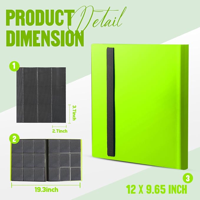 Card Binder 9-Pockets,Trading Card Binder,20 Pages, 360 Card Capacity Collection Binder, Card Folder for MTG, TCG, Game Cards & Sports Cards (Apple green)