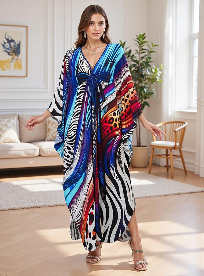 Mumu Dresses for Women Plus Size, Bohemian Kaftan Beach Cover Up Long Maxi Nightgown Soft Loungewear