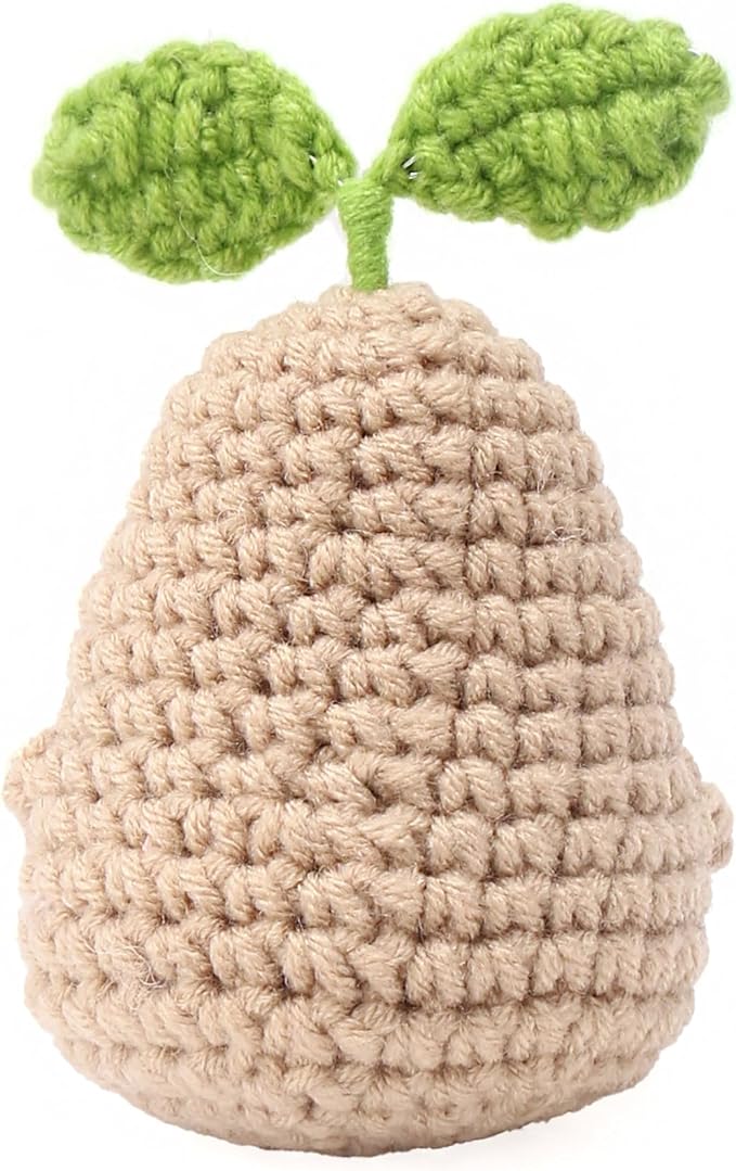 Crochet Potato Plush with Positive Message, Emotional Support Stuffed Animal for Desk Decor, Handmade Tiny Friend with Inspirational Card, Funny Gifts for Women Office Accessories, 1 Pack