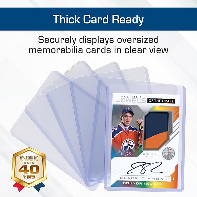 BCW Thick Card Topload Holder | Holds Relic, Patch, and Jersey Cards | Protective Card Sleeves for Collectibles and Trading Cards | Protective Rigid Plastic Display Card Holder (168 pt. / 4.25 MM)