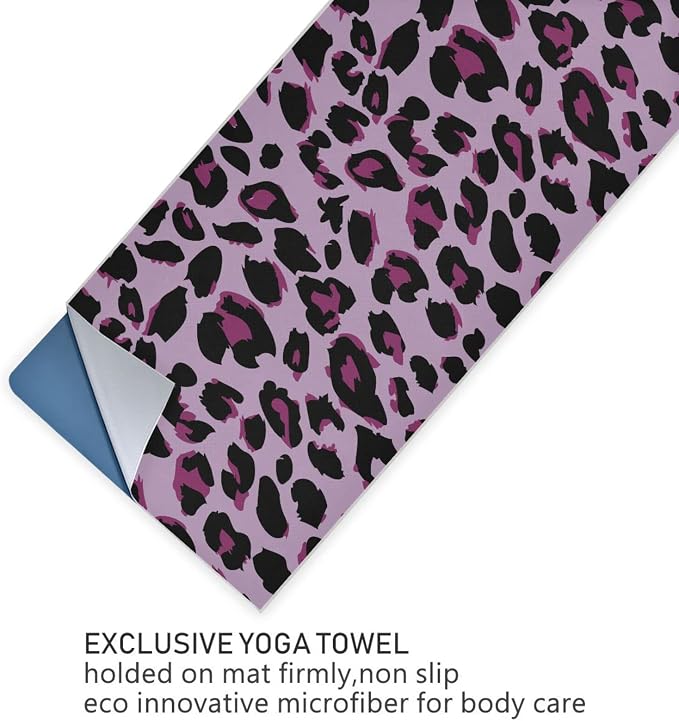 Vintage Leopard Print Yoga Mat Towel Non Slip Soft Sweat Absorbent Hot Yoga Mat Towel, for Hot Yoga, Pilates and Workout-73 x 27 Inch