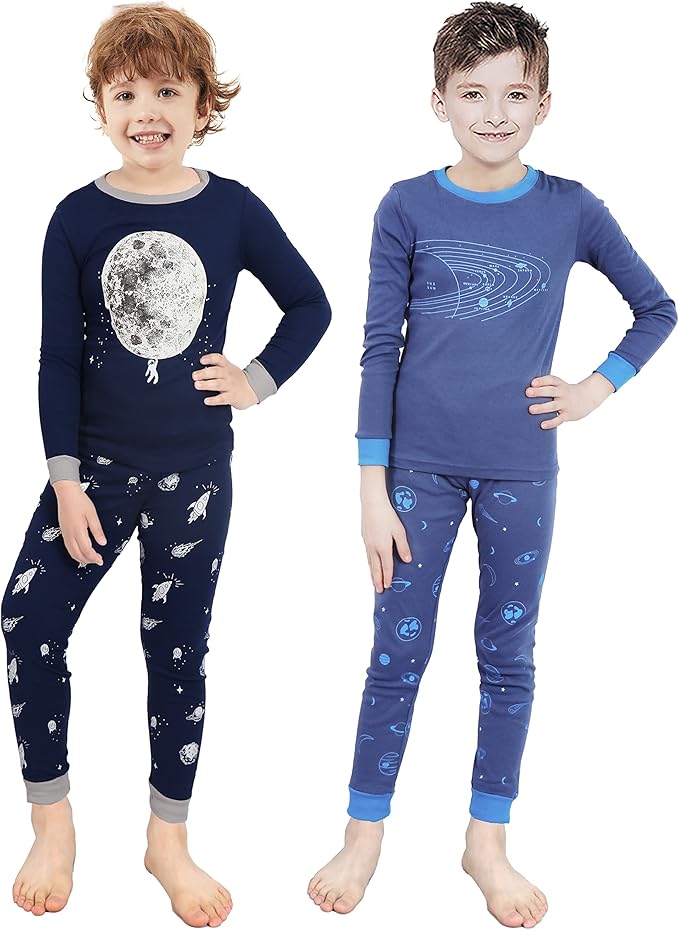 KikizYe Little Big Boys Girls Pajamas Set Kids PJs 100% Cotton Sleepwear