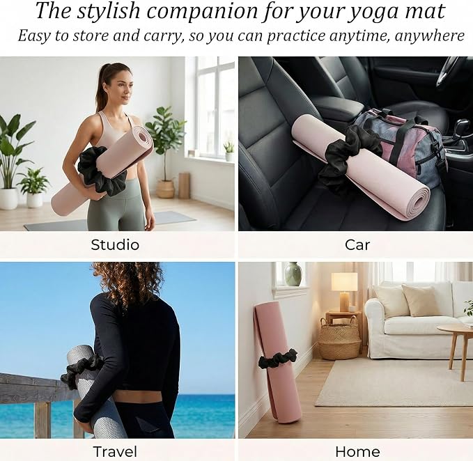 Yoga Mat Scrunchie Stretchable Elastic Chiffon Fabric Yoga Mat Holder Strap Band for Women Men(Mat Not Included)
