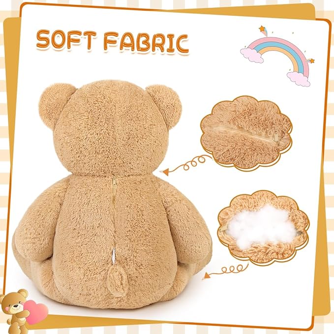 Giant Teddy Bear 47" Stuffed Animals Plush Toy, 4 Feet Cute Life Size Big Soft Bear for Boy Girl Birthday Valentine Mother's Day, 5 LBs, 120 CM, Light Brown