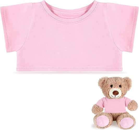 Bear Tee Shirt Fit 14-18inch Stuffed Animal Clothes, Basic Dolls Shirt, Light Pink